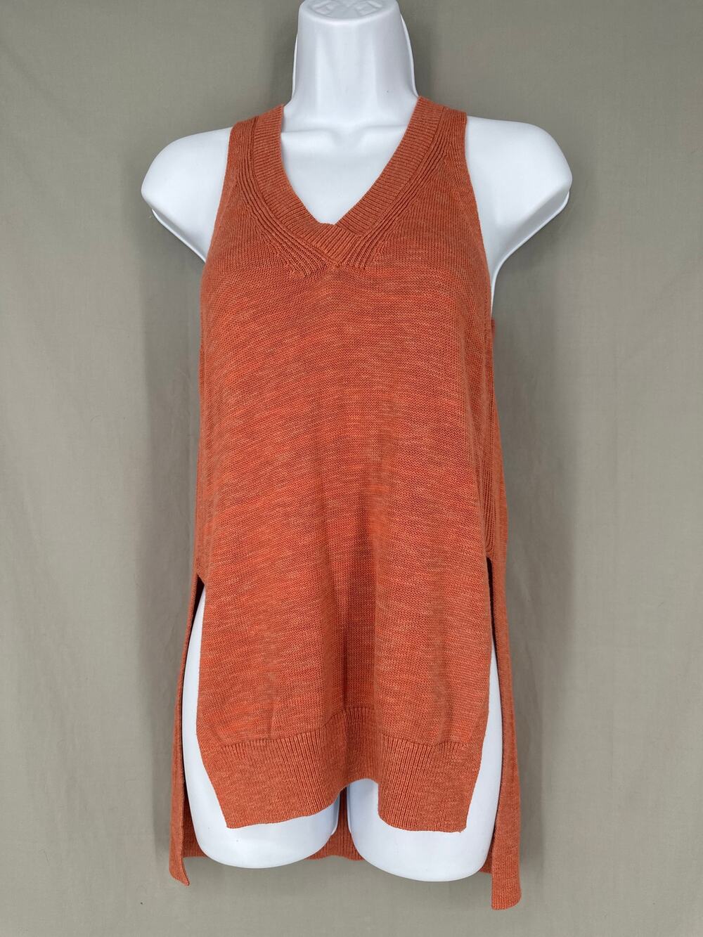 Anthropologie Top Womens XS Orange Rust Desmond Knit Tunic Flowy Oversized Linen